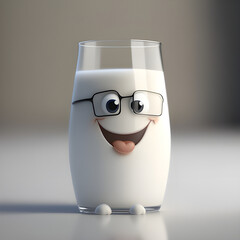 Cartoon  glass of milk made with generative AI