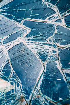 A broken windshield.