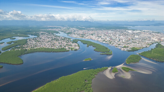 Aerial view of the bay and Port of Paranagu&aacute; - APPA.