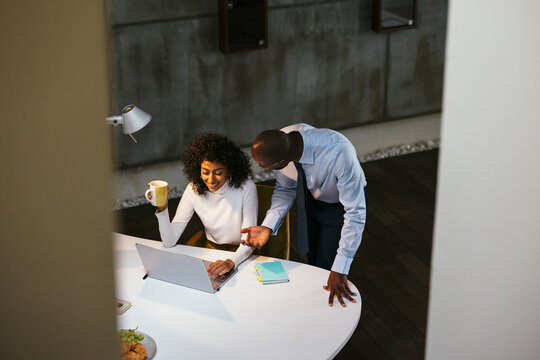 Diverse colleagues working together in office