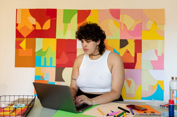 Business woman working in her studio