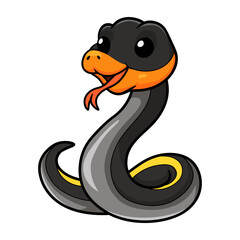 Fototapeta premium Cute black copper rat snake cartoon