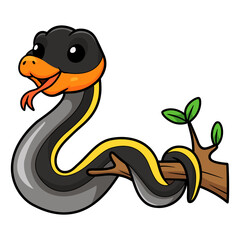 Fototapeta premium Cute black copper rat snake cartoon
