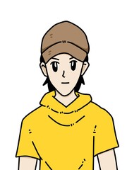 cute man cartoon on white background