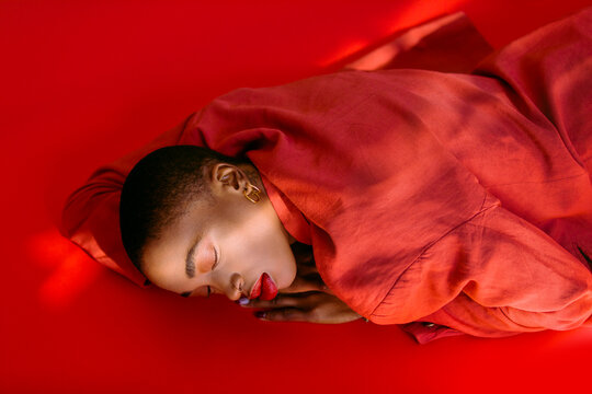 Portrait of a black woman in red 