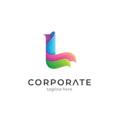 Wave letter L creative logo design concept