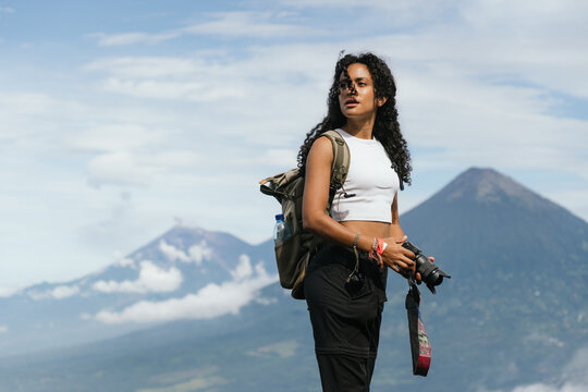 Photographer in Pacaya volcano.
