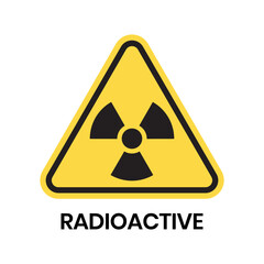 Radioactive warning yellow sign. Radioactivity warning vector symbol.