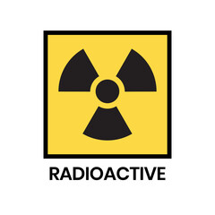 Radioactive warning yellow sign. Radioactivity warning vector symbol.