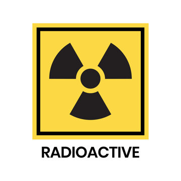Radioactive warning yellow sign. Radioactivity warning vector symbol.