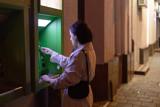 woman interacting with terminal