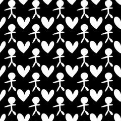 seamless pattern of man and hearts shape