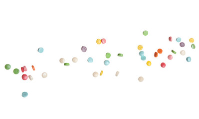 Bright sprinkles on white background. Decoration for donuts