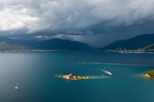 Bay of Kotor sea aerial landscape