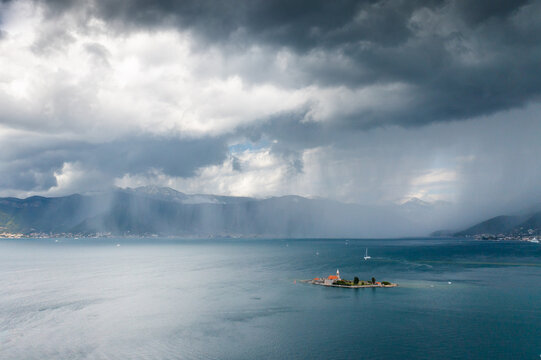 Bay of Kotor sea aerial landscape