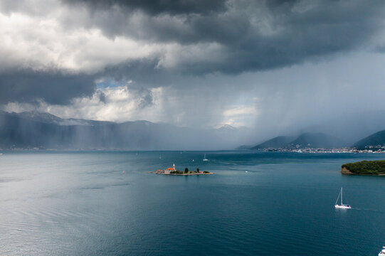 Bay of Kotor sea aerial landscape