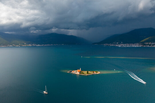 Bay of Kotor sea aerial landscape