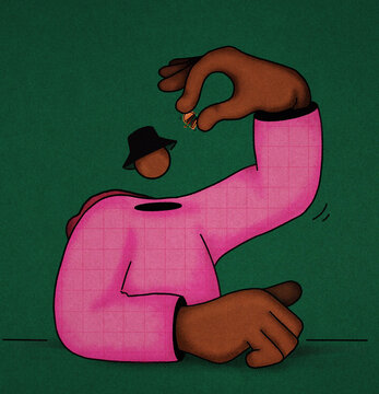 Man eating hamburger