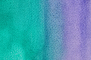 Abstract purple and green watercolor painting as background, top view