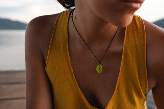 closeup of unrecognizable woman chest