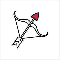 Bow with arrow icon isolated. Valentines Day. Cupid Bow And Arrow. Love symbol. Vector stock illustration. EPS 10