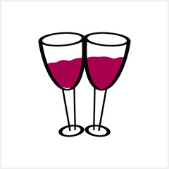 Doodle glass toast icon isolated. Sketch Hand dravn Vector stock illustration EPS 10