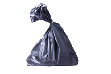 black garbage bag isolated on white background, clipping paths