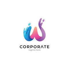 Initial letter logo template of W combination wave