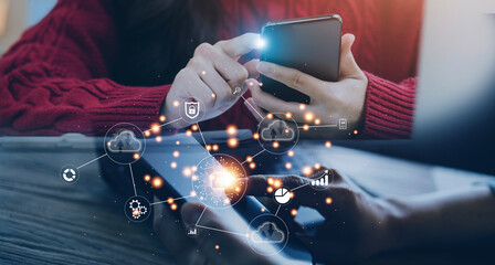 Digital transformation change management, internet of things (IoT), new technology bigdata and business process strategy, automate operation, customer service management, cloud computing