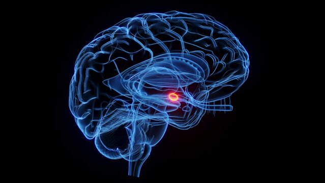 3D rendered medical animation of the amygdaloid body