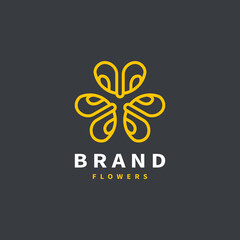 initial letter B with flowers logo design inspiration