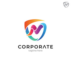 shield and letter M logo