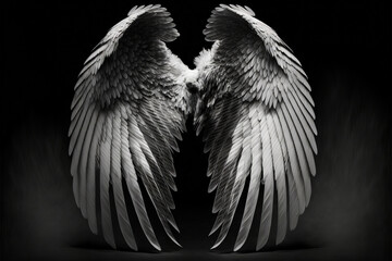 Photoshop overlays set to screen angel wings on a black background drag and drop angel wings with black background for adobe composites. ornate, beautiful, intricate, wings - obrazy, fototapety, plakaty