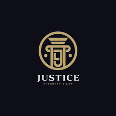 Obraz premium law firm logo design with line art style initial J,A,L for justice Attorney Law