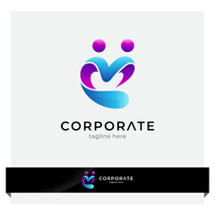 heart logo with two people icon and water shape