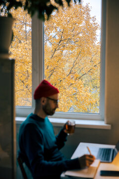 Autumn landscape outside the home office window