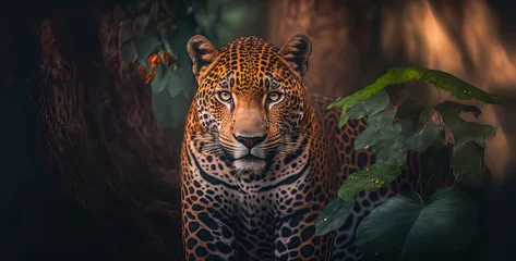 Foto op Plexiglas a beautiful photography of a jaguar in a jungle. Generative AI © Lemart
