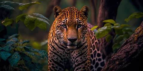 Foto op Plexiglas a beautiful photography of a jaguar in a jungle. Generative AI © Lemart