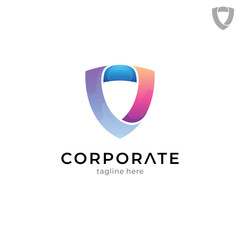 Obraz premium simple shield logo template