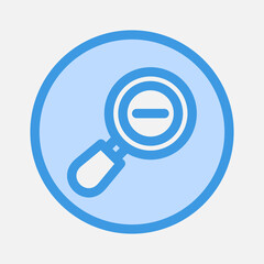 Zoom out icon in blue style about camera, use for website mobile app presentation