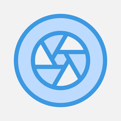 Diaphragm icon in blue style about camera, use for website mobile app presentation