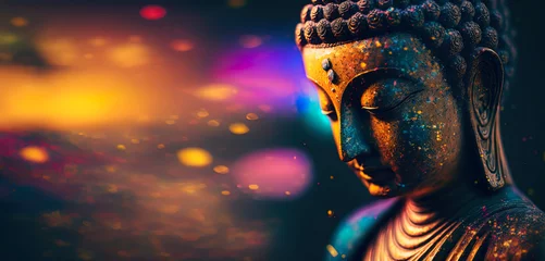 Zelfklevend Fotobehang buddha statue. Generative AI © Lemart