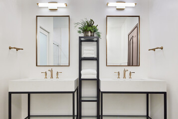 Modern design bathroom with two sinks