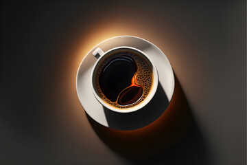 Flatlay Hot coffee drink with generative AI technology