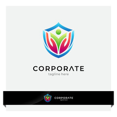 people logo with hands in shield shape