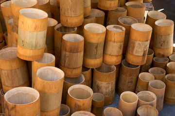 Closeup of handmade bamboo tube