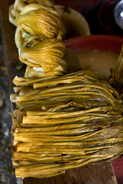 Freshly made Chinese ingredients, sauerkraut.