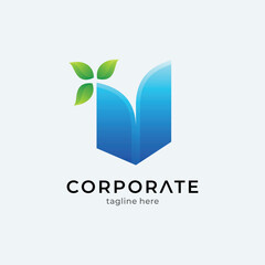 book logo with leaf shape