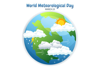 World Meteorological Day Illustration with Meteorology Science and Researching Weather in Flat Cartoon Hand Drawn for Landing Page Templates