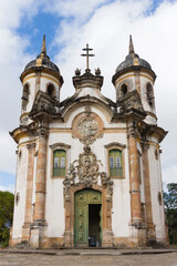 Fototapeta na wymiar Ouro Preto, Minas Gerais, Brazil: front view of Church of Saint Francis of Assisi, a Rococo Catholic church in Ouro Preto